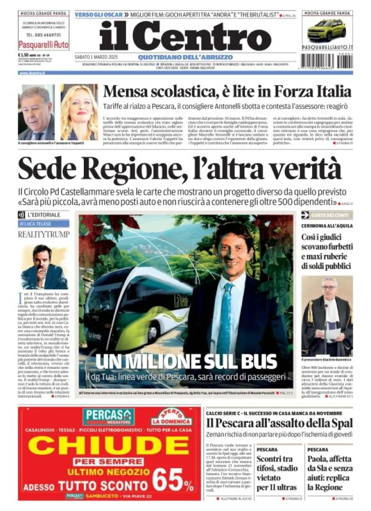 Prima-pagina-il centro-oggi-edizione-del-2025-03-01